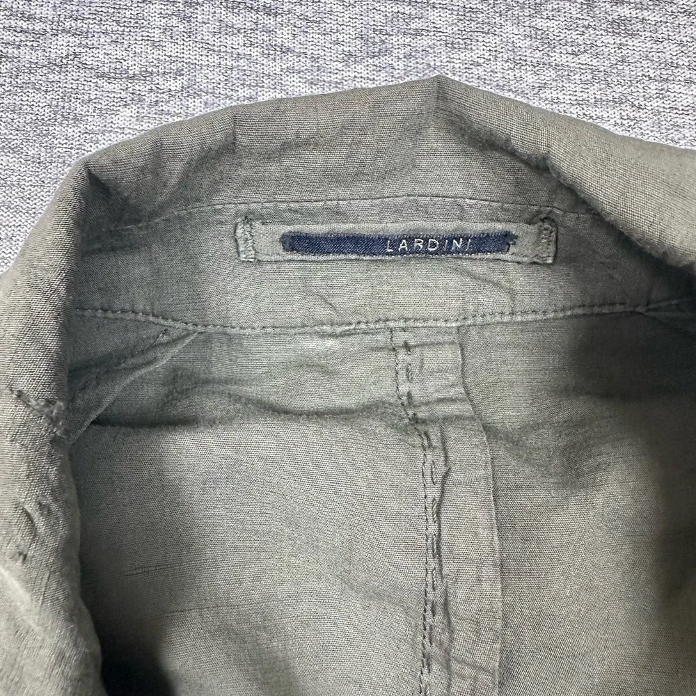 Lardini Blazer Mens 42 Green Gray Unstructured Lightweight Cotton Linen Travel